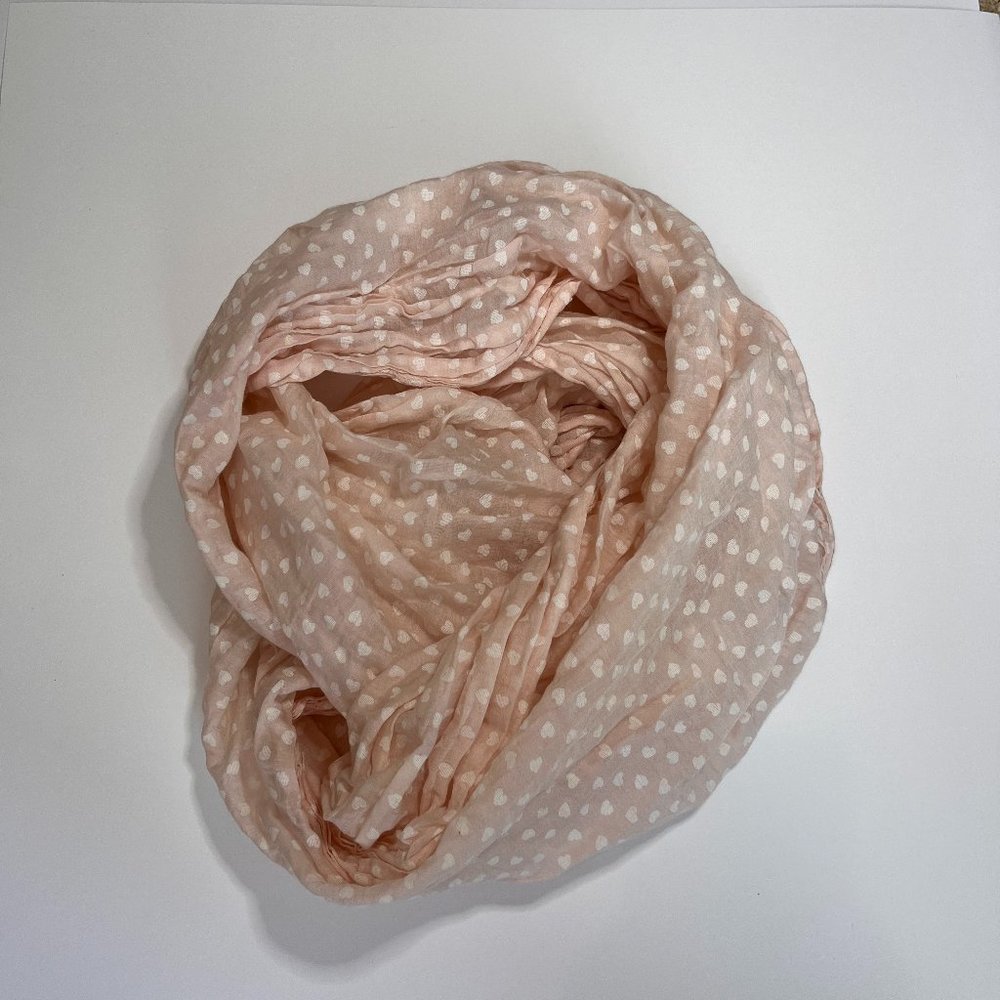 Roxy Pink and White Heart Infinity Scarf